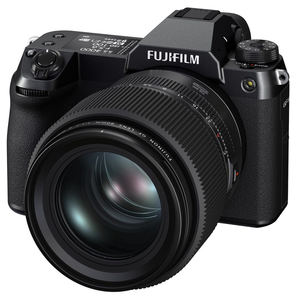 Vista frontal de la Fujifilm GFX 100S